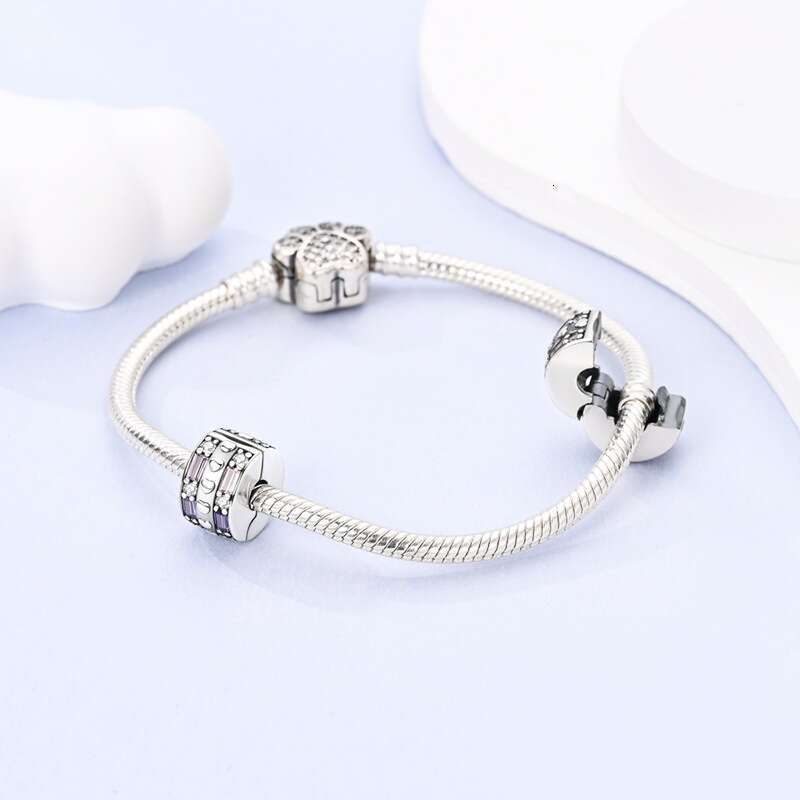 New 925 Sterling Silver Charm Pave diamond beads Fit Charms Silver 925 Original Bracelet DIY Jewelry Making For women Gifts