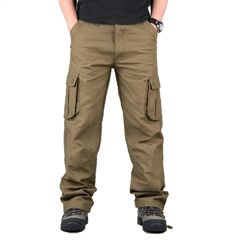 6 Pockets Tactical Cargo Pants Mens Loose Trousers Joggers Hunting Large Size Casual Pants For Male Outdoor Work Overalls 240911