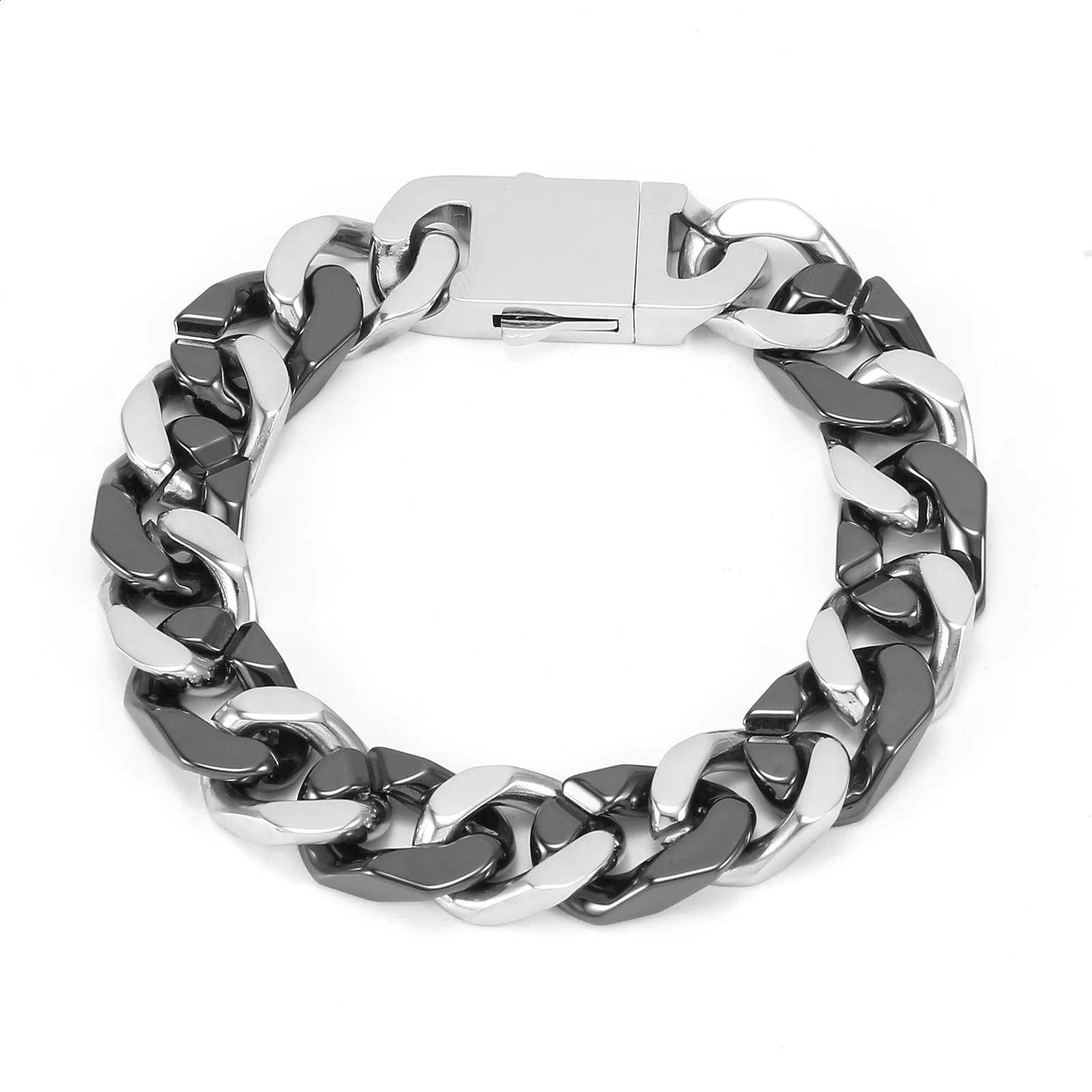 12mm Wide Ceramics Cuban Link Chain Bracelet for Men Women Multicolor Hip Hop Jewelry Waterproof Non-allergic Accessories 240910