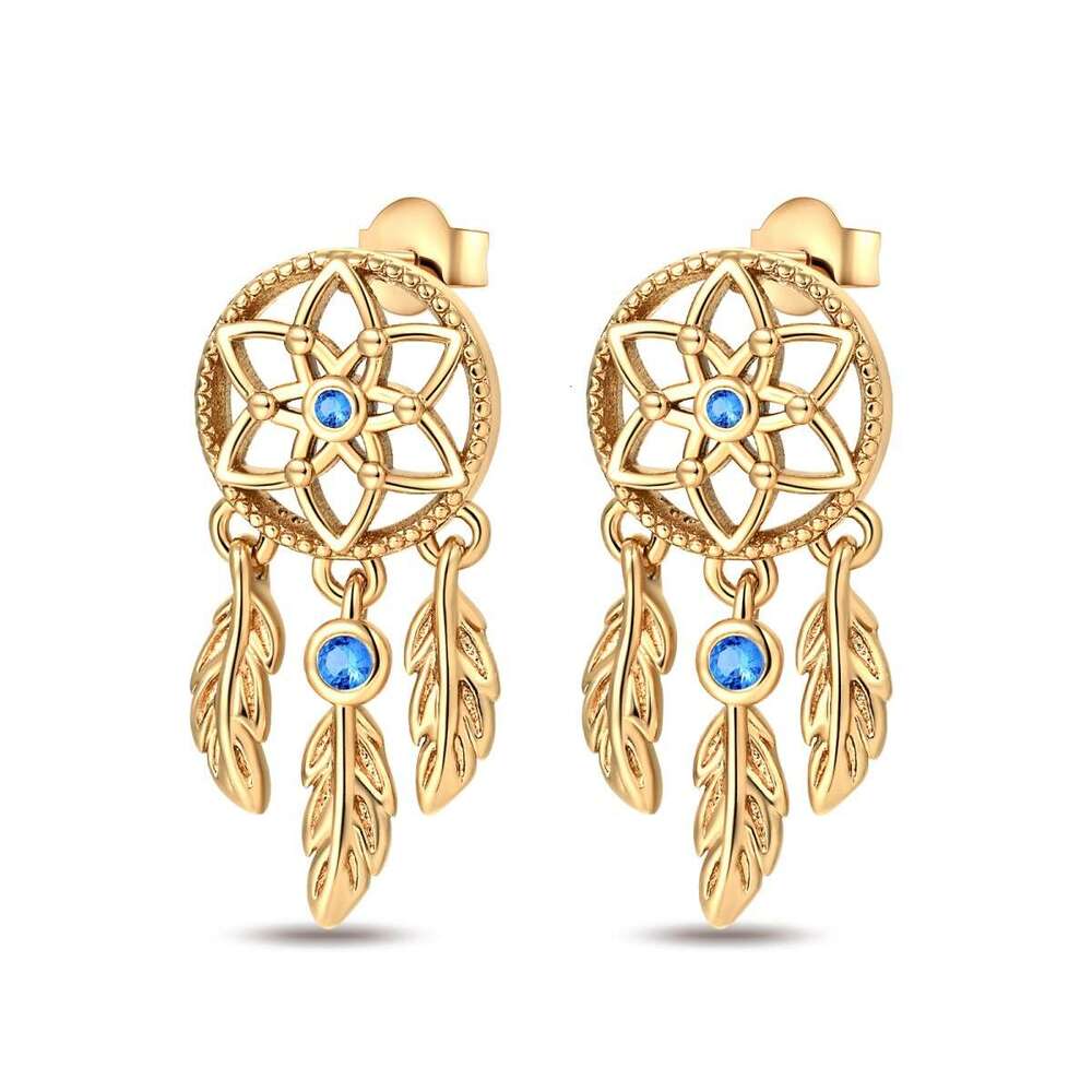 Dreamcatcher earring with gold plated 925 Sterling silver earrings for women Gifts Wholesale