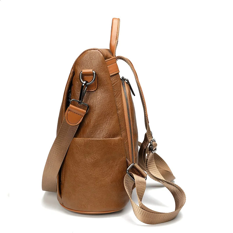 2-in-1 Womens Backpack Anti theft Korean Style Pu Leather Work Fashion Backpack University Shoulder Bag Leisure 240912