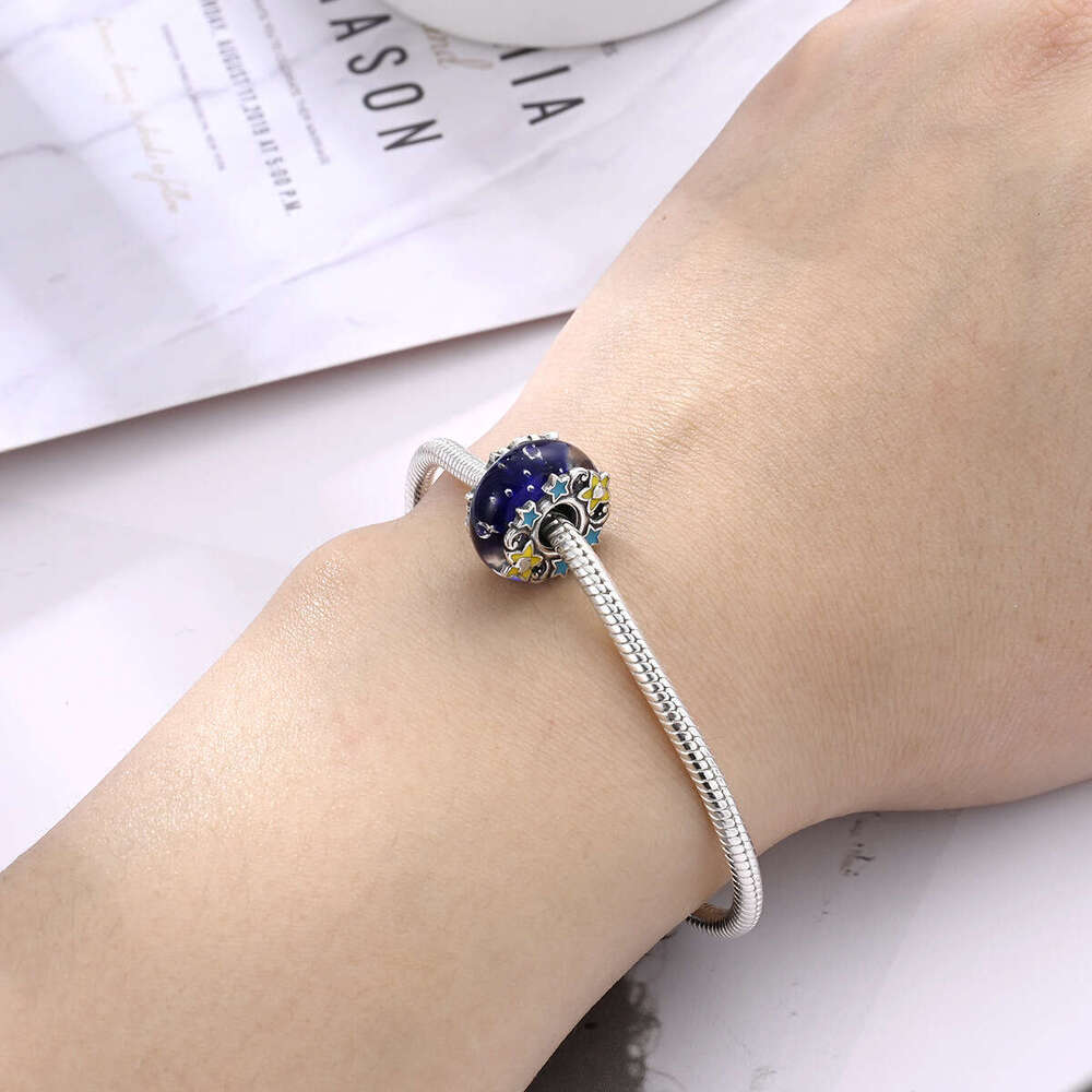 New 925 Sterling Silver Charm Wishing Star Glass Beads Fit Charms Silver 925 Original Bracelet DIY Jewelry Making For women Gifts