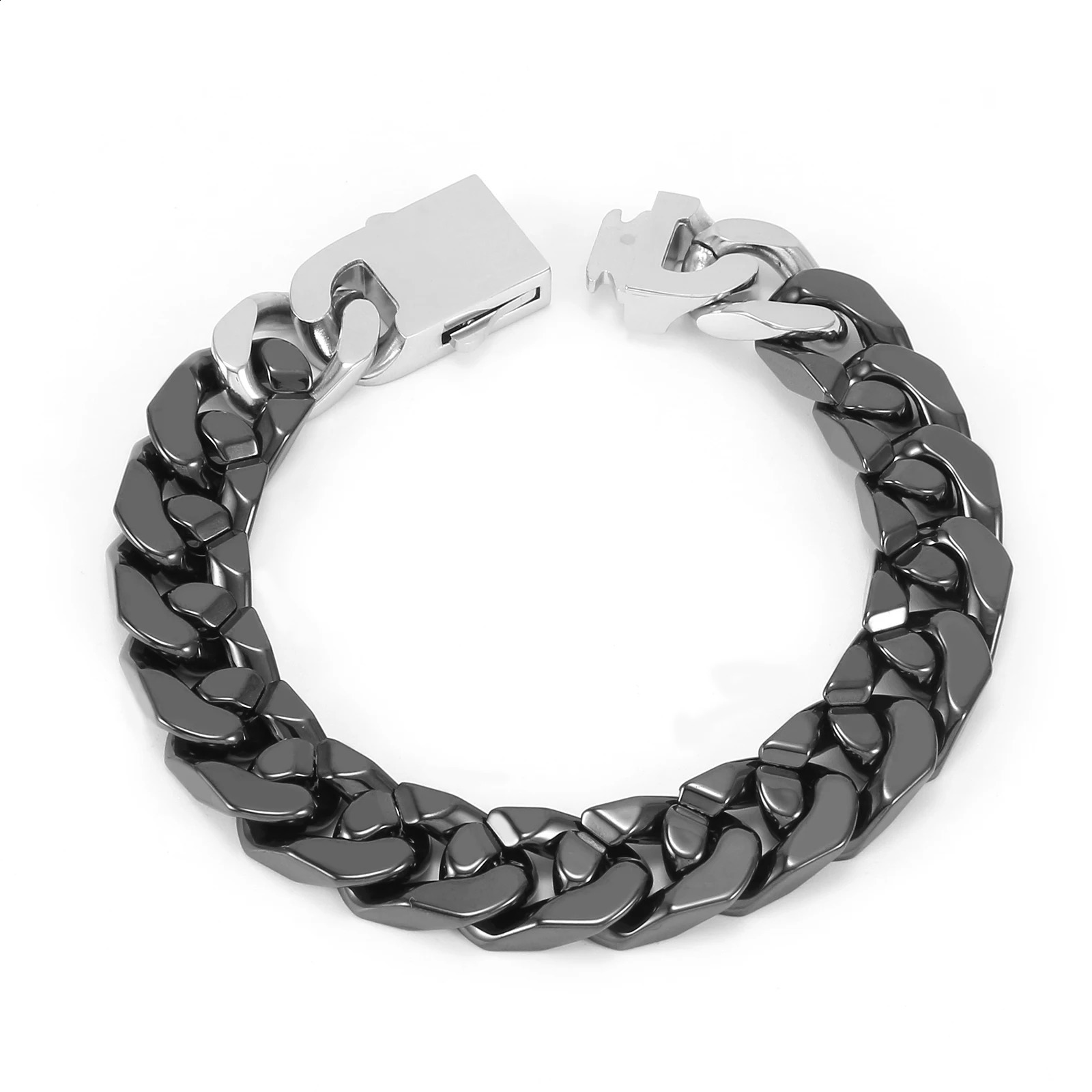 12mm Wide Ceramics Cuban Link Chain Bracelet for Men Women Multicolor Hip Hop Jewelry Waterproof Non-allergic Accessories 240910