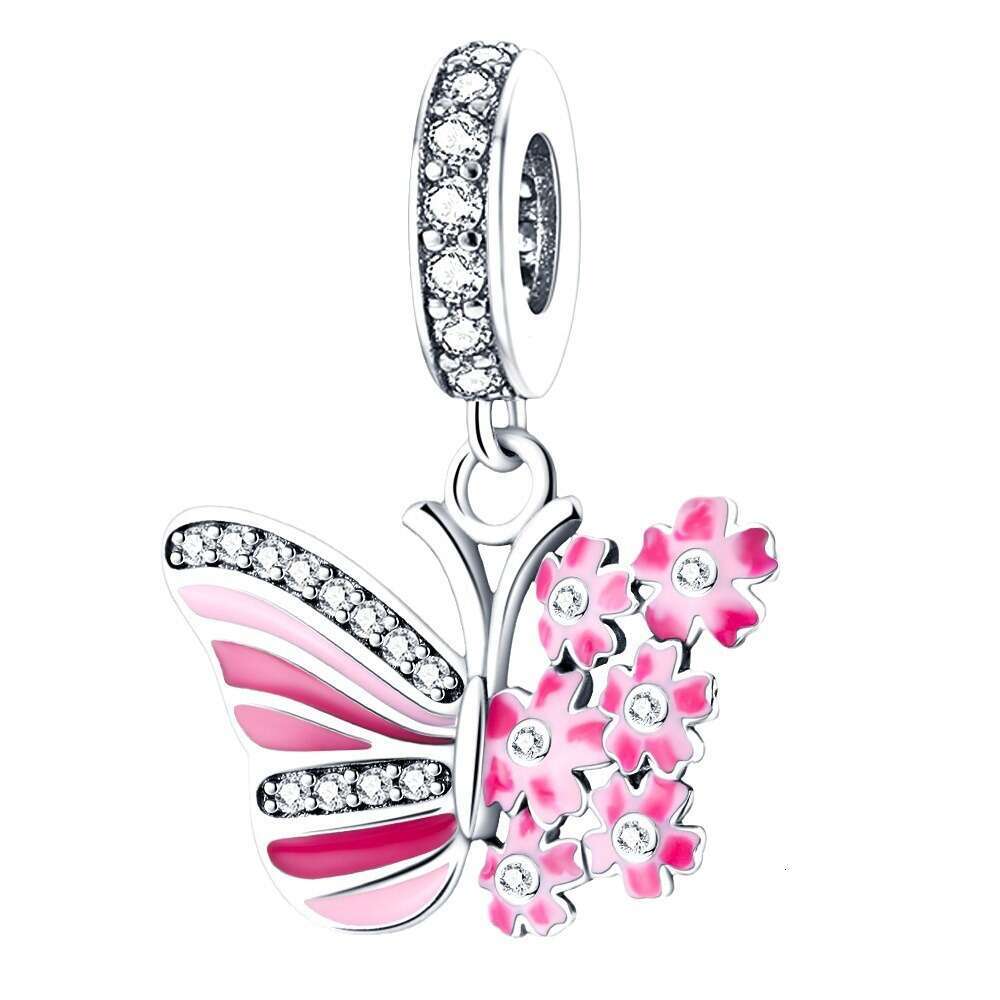 Spring New 925 Sterling Silver Charm Colorful Butterfly Pendant Fit Charms Silver 925 Original Bracelet DIY Jewelry Making For women Gifts