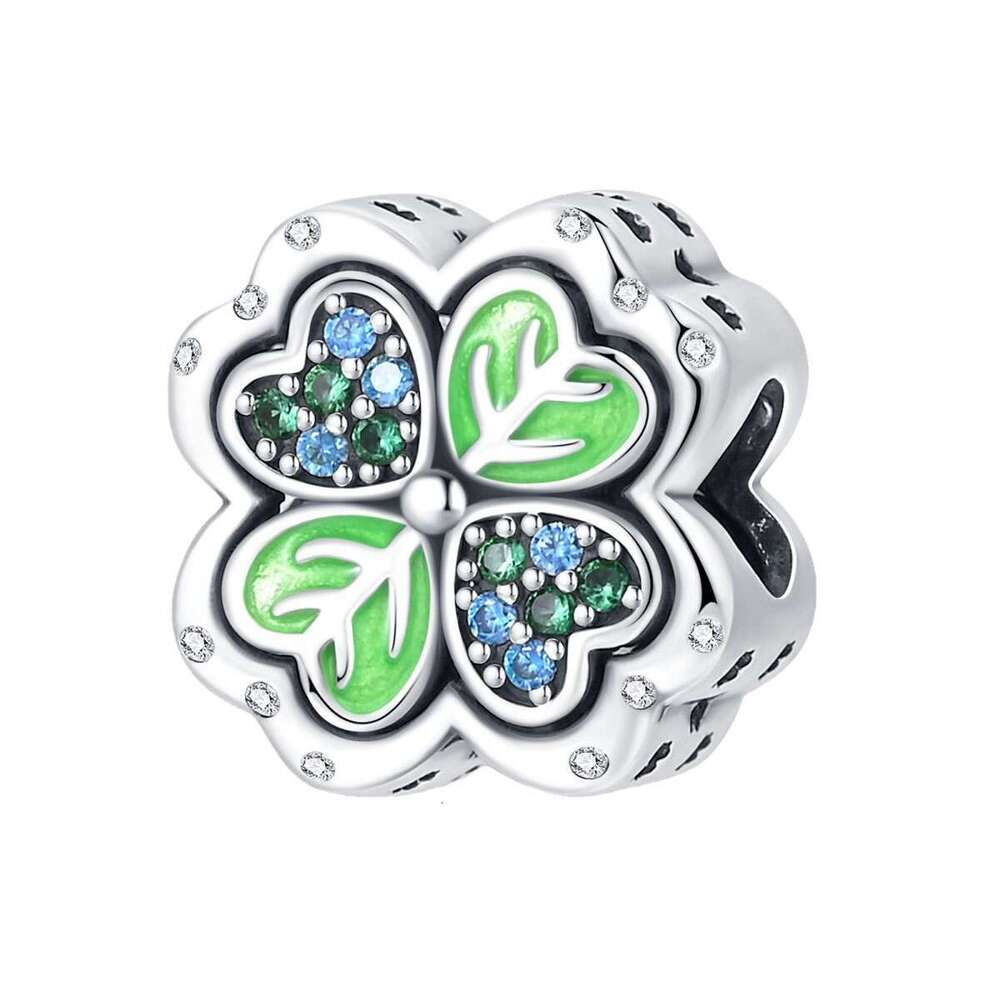 New 925 Sterling Silver Charm Green Life Tree Lucky Clover pendants Fit Charms Silver 925 Original Bracelet DIY Jewelry Making For women Gifts