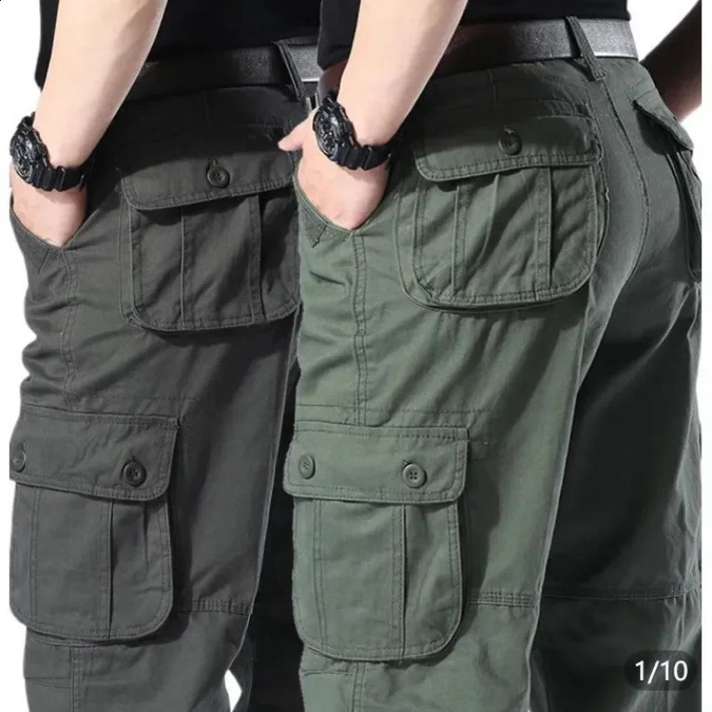 Sturdy Casual Cargo Pants Straight-leg Workwear Loose-fit Comfortable Mens Trousers For Labor Intensive Tasks 240911