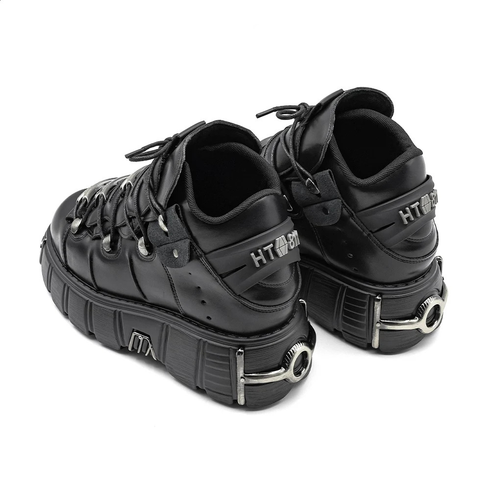 2024 Punk Style Womens Shoes Lace Heel Height 6CM Platform Shoes Womens Rock Boots Metal Decoration Womens Sports Shoes 240914