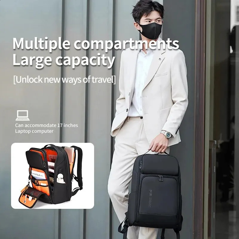 Fenruien Business Waterproof Backpacks USB Charging Men Backpack Fit 15.6 Inch Laptop Travel 35L Large Capacity Backpack 240913