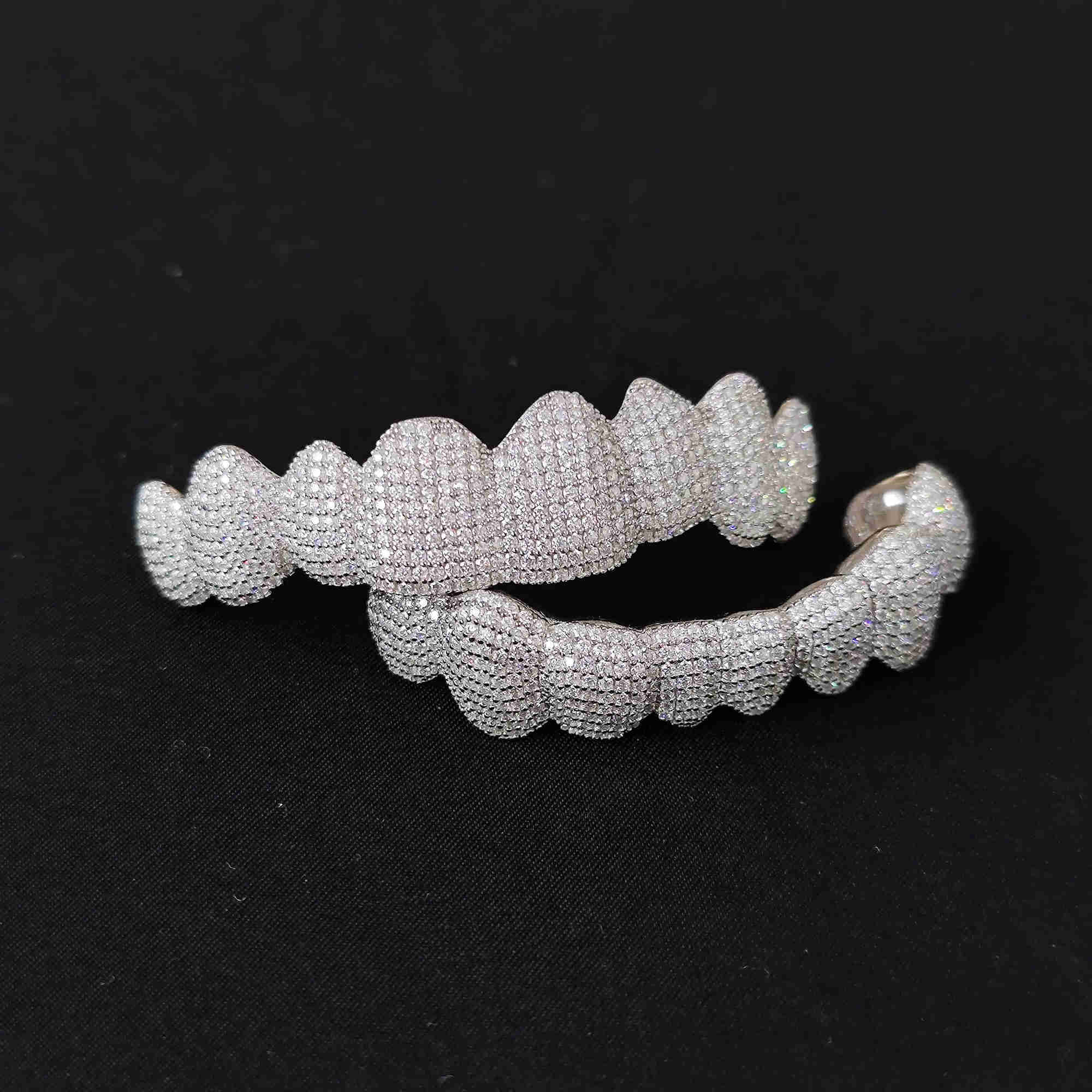 VVS Moissanite diamond Custom Grillz Jewelry Hip hop iced moissanite grill Teeth Grill Sterling Silver Diamond Grills for men