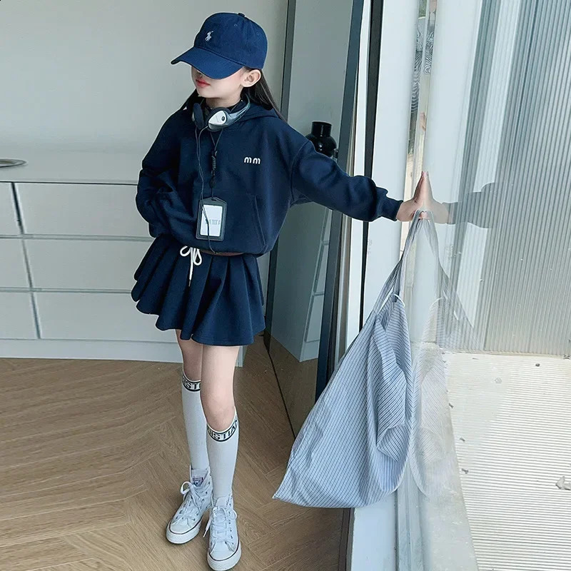 Girls Autumn clothes Set 2024 Fashion Korean Child College Style Hoodiepleated skirt 2pcs junior kids suit teen clothes outfits 240906