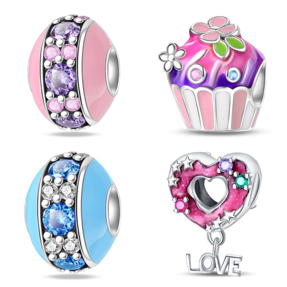 New 925 Sterling Silver Charm Pink Dessert donut beads Fit Charms Silver 925 Original Bracelet DIY Jewelry Making For women Gifts