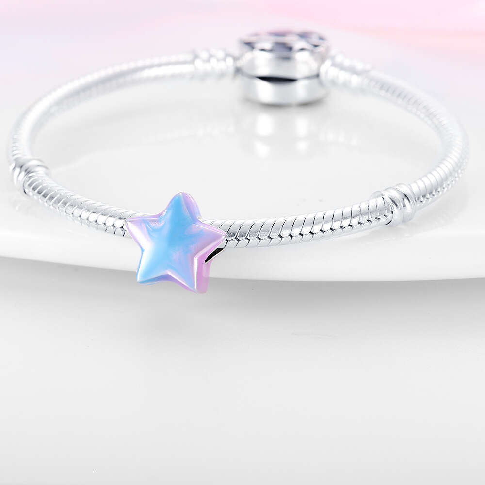 New 925 Sterling Silver Charm Starry Sky Colorful Lucky Star Beads Fit Charms Silver 925 Original Bracelet DIY Jewelry Making For women Gifts