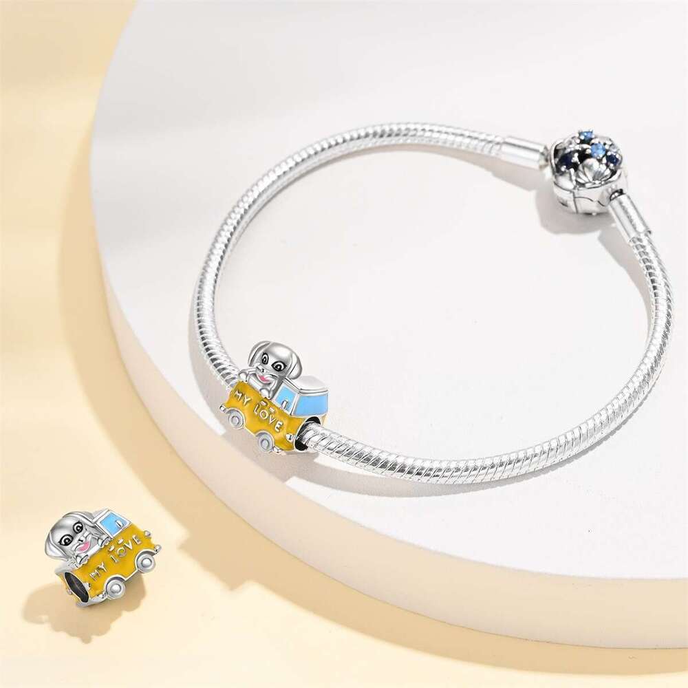 New 925 Sterling Silver Charm Romantic puppy wagon bead Fit Charms Silver 925 Original Bracelet DIY Jewelry Making For women Gifts