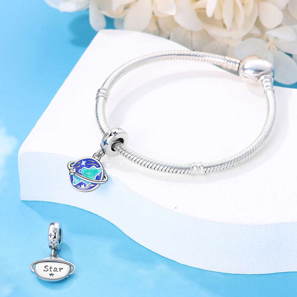 New 925 Sterling Silver Charm Earth Travel Around the Moon Pendant Fit Charms Silver 925 Original Bracelet DIY Jewelry Making For women Gifts