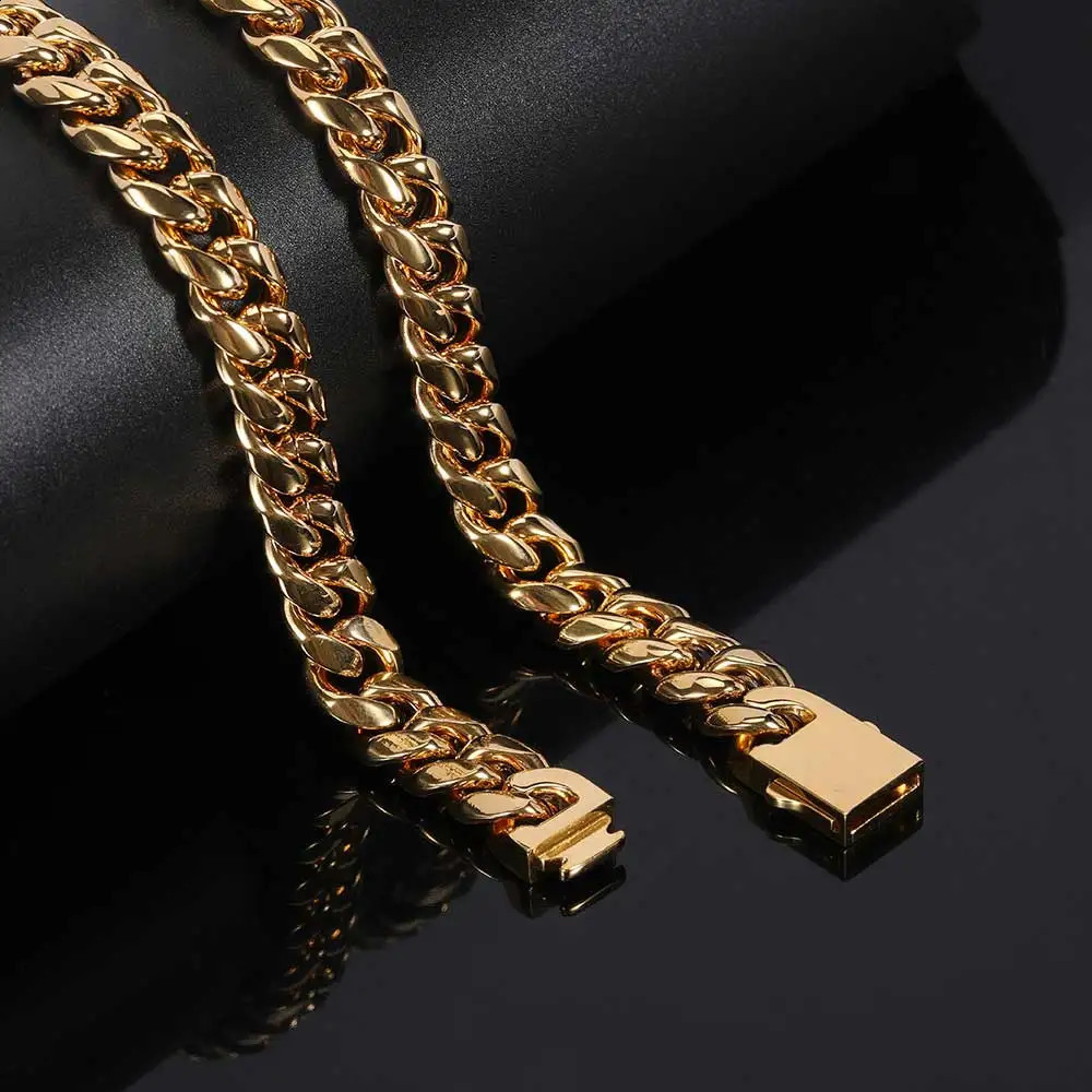 Fashionable y stainless steel Cuban chain goldplatedsilver necklace mens hiphop bracelet 240912