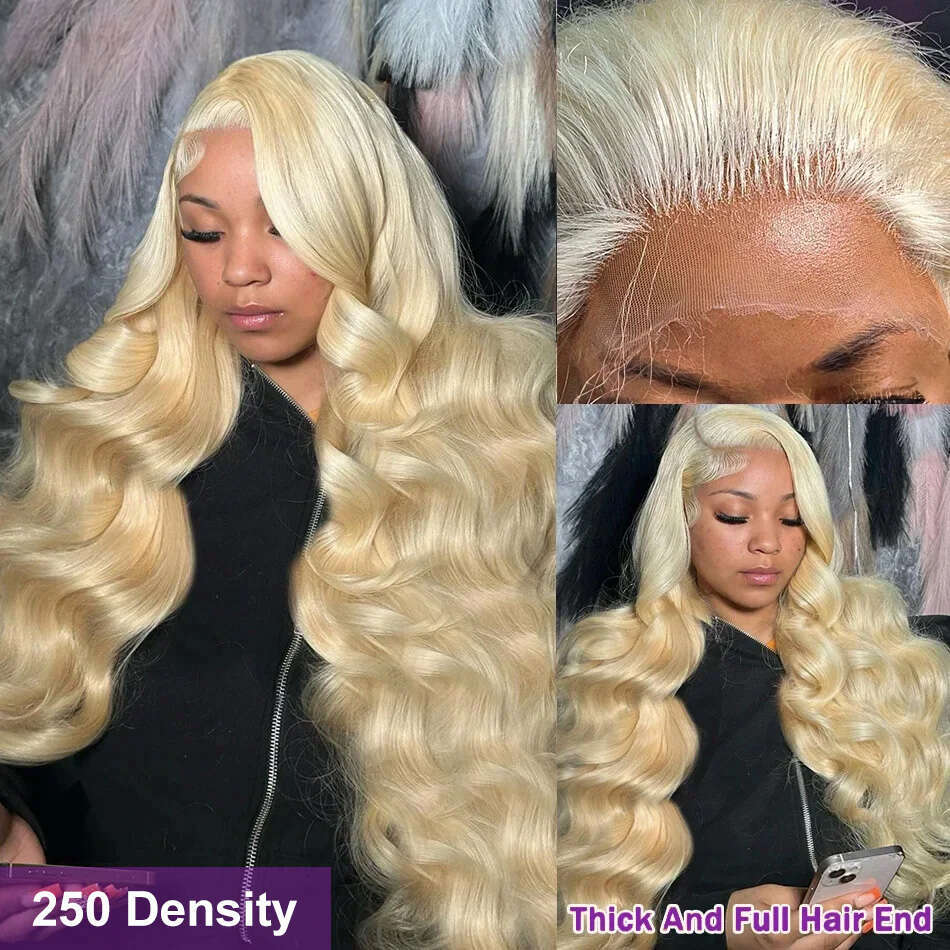 30 40 Inch 613 Honey Blonde Color 13X6 HD Lace Frontal Body Wave Human Hair 250 Density Glueles 13X4 Front Wig For Women