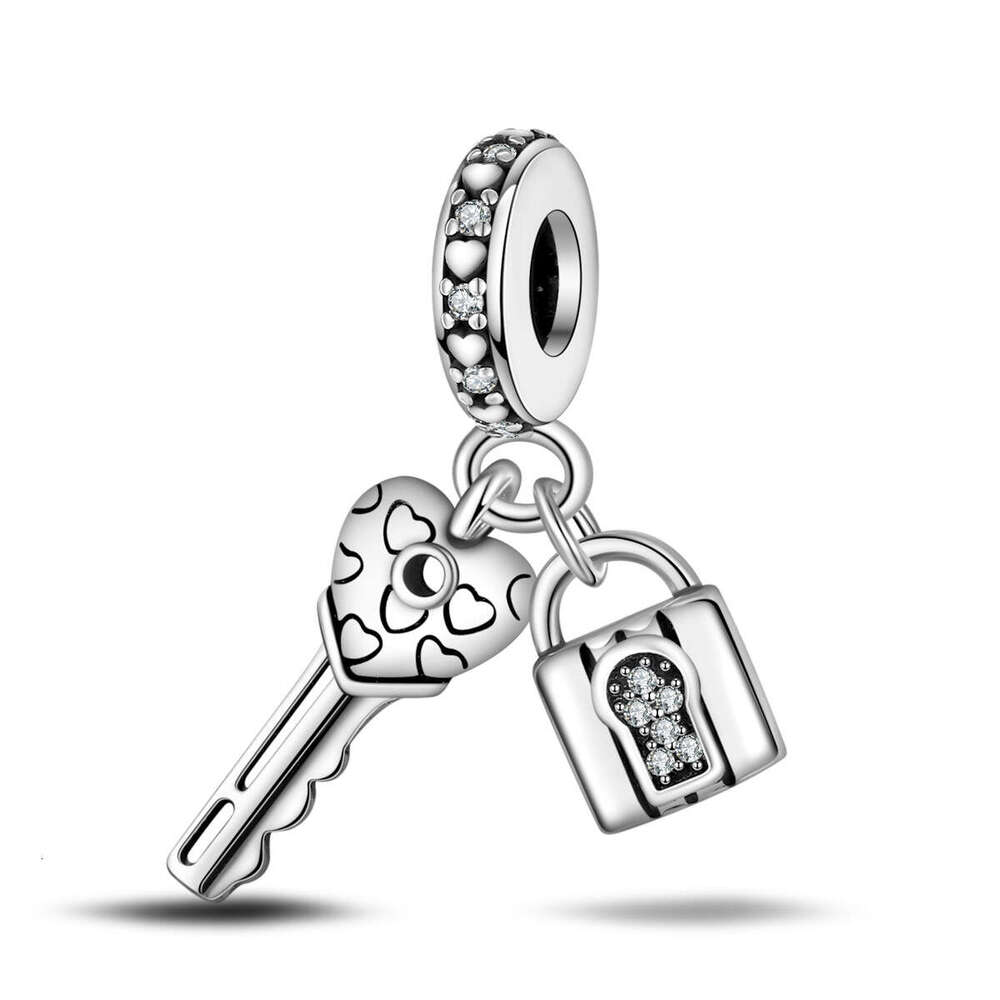 New 925 Sterling Silver Charm Love lock key lock pendant beads Fit Charms Silver 925 Original Bracelet DIY Jewelry Making For women Gifts