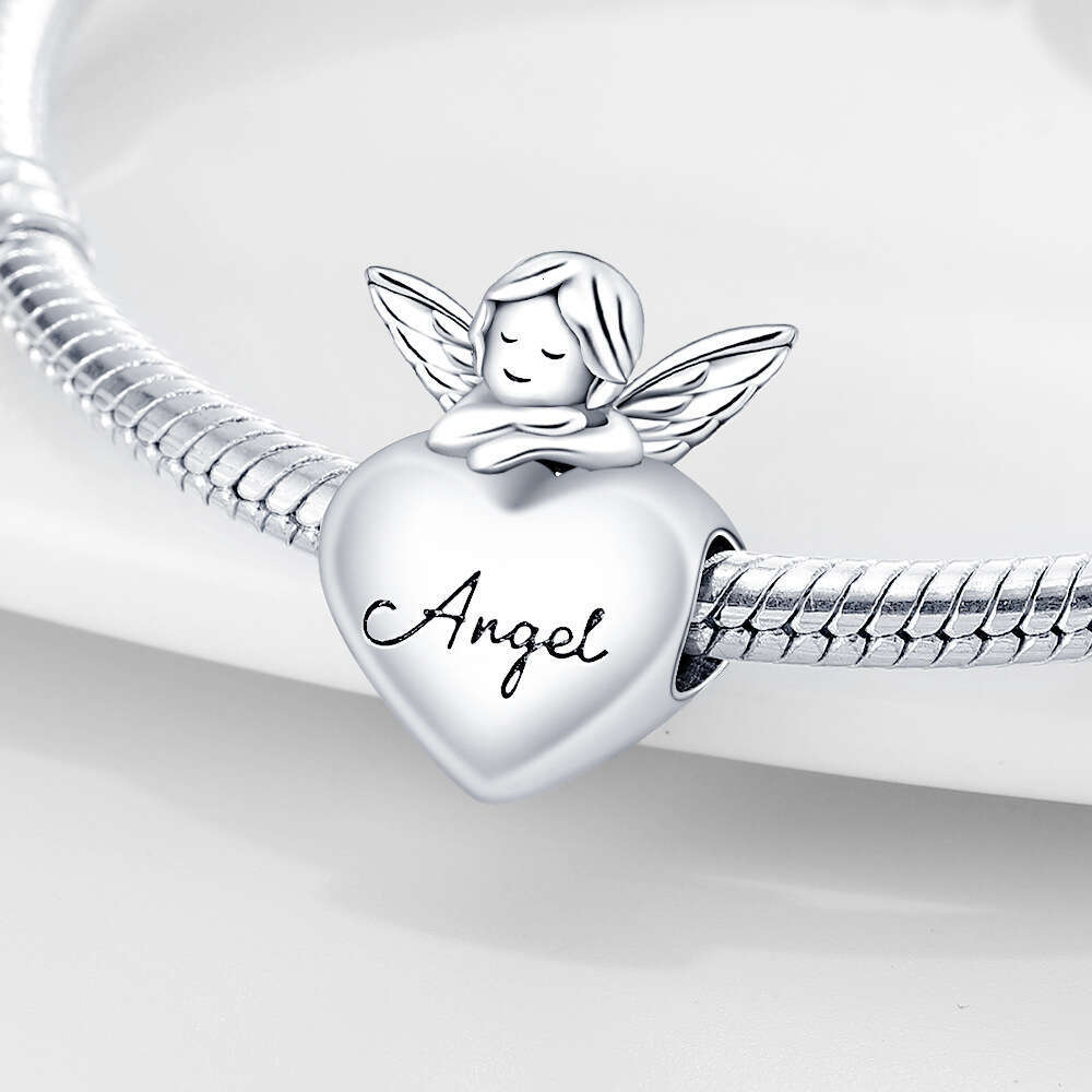New 925 Sterling Silver Charm Angel's Heart Hope Heart Shaped Pearl Creation beads Fit Charms Silver 925 Original Bracelet DIY Jewelry Making For