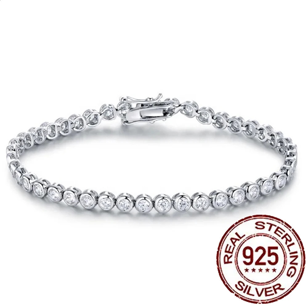CWWZICCON 925 Bracelet de tennis pour femmes en argent sterling 3 mm Blanc Transparent Cubic Zirconia Y Bijoux de mariage Accessoire SB003 240912