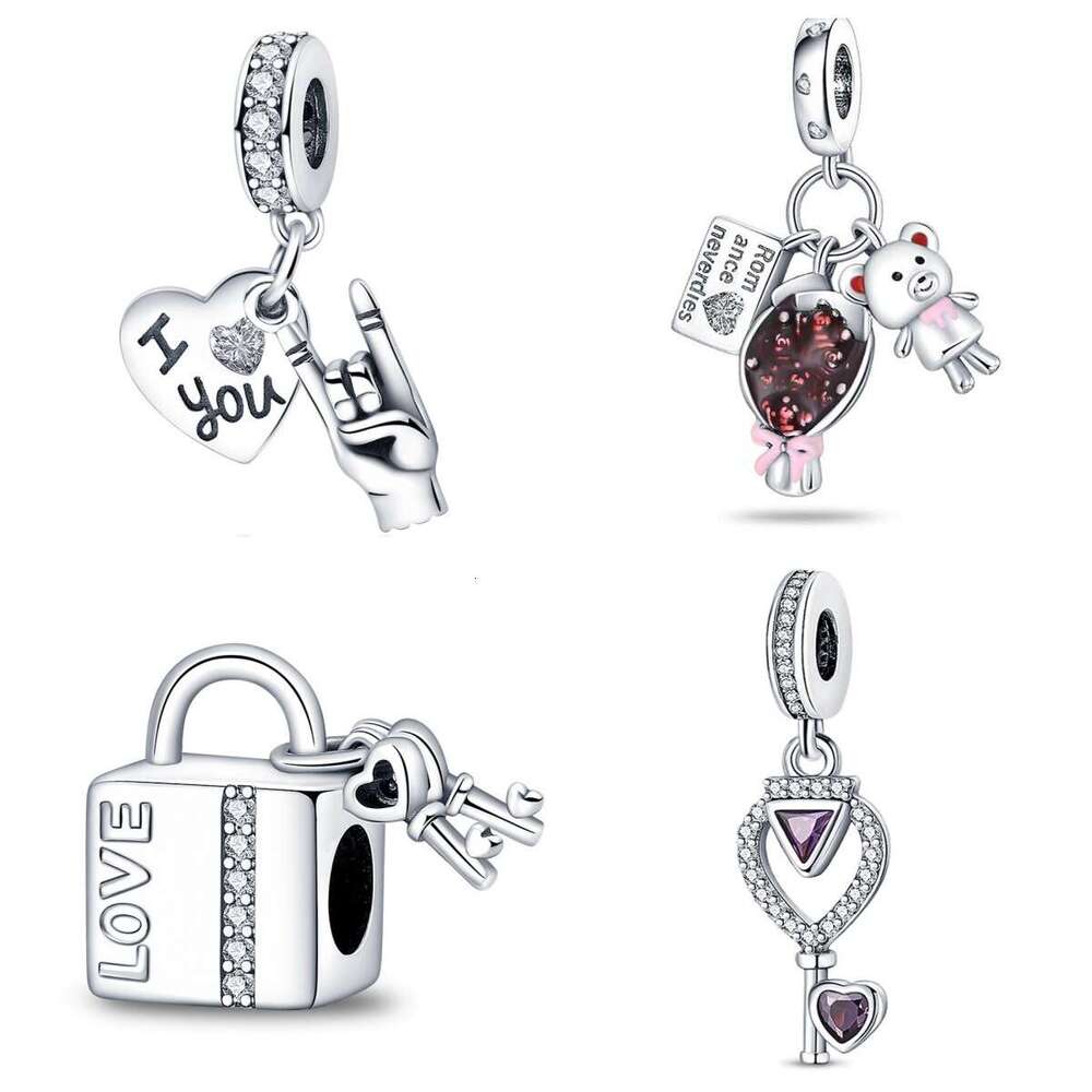 New 925 Sterling Silver Charm Palm heart-shaped pendant heart lock beads Fit Charms Silver 925 Original Bracelet DIY Jewelry Making For women Gifts
