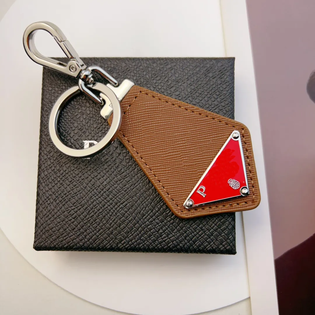 Pra Designer Triangle Chain Leather Temperament Versatile Style Fashion Design Keychain Top Quality Christmas Gift WITH BOX C28