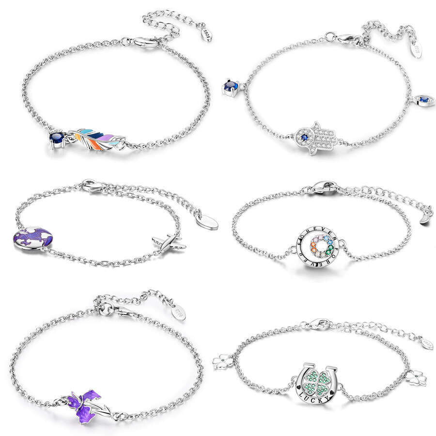 New 925 Sterling Silver Charm Horseshoe Clover Bracelet Fit Charms Silver 925 Original Bracelet DIY Jewelry Making For women Gifts