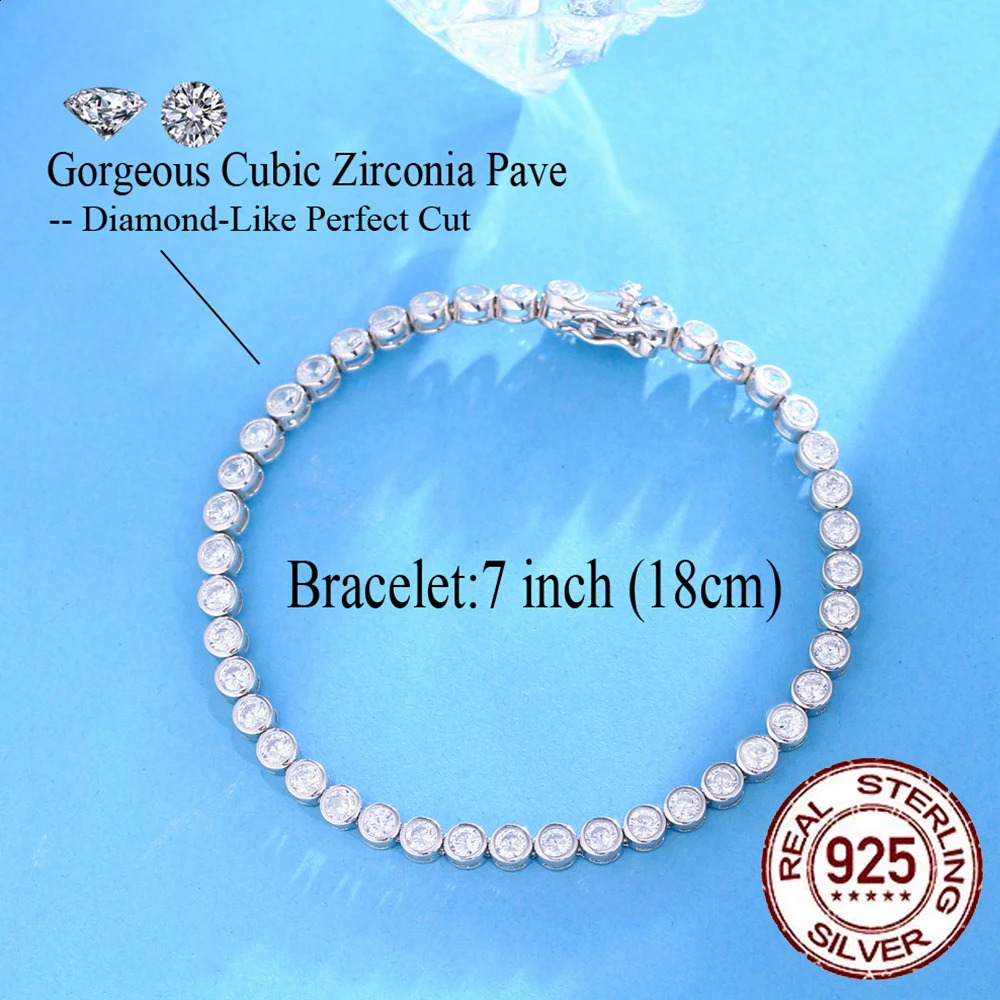 CWWZircon 925 sterling silver womens tennis bracelet 3mm transparent white cubic zirconia y wedding jewelry accessory SB003 240912