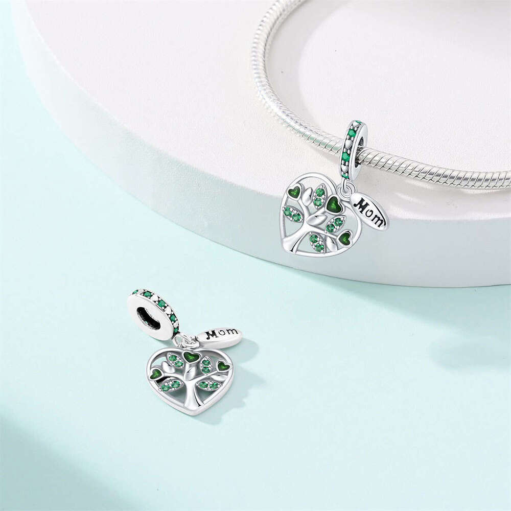 New 925 Sterling Silver Charm Green Life Tree Lucky Clover pendants Fit Charms Silver 925 Original Bracelet DIY Jewelry Making For women Gifts