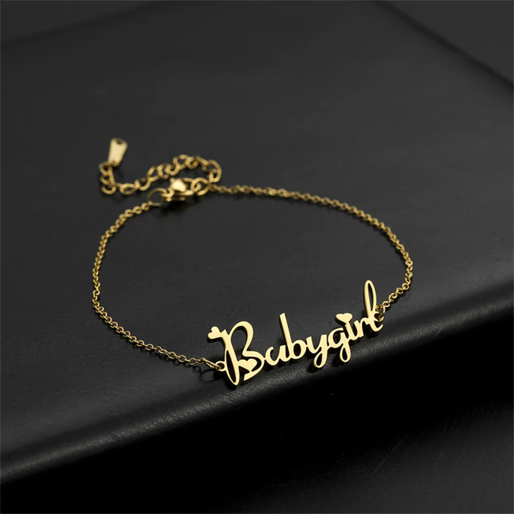 My Shape Custom Name Bracelets for Women Stainless Steel Adjustable Chain Length Customized Personalized Letter Bangles Jewelry 240914