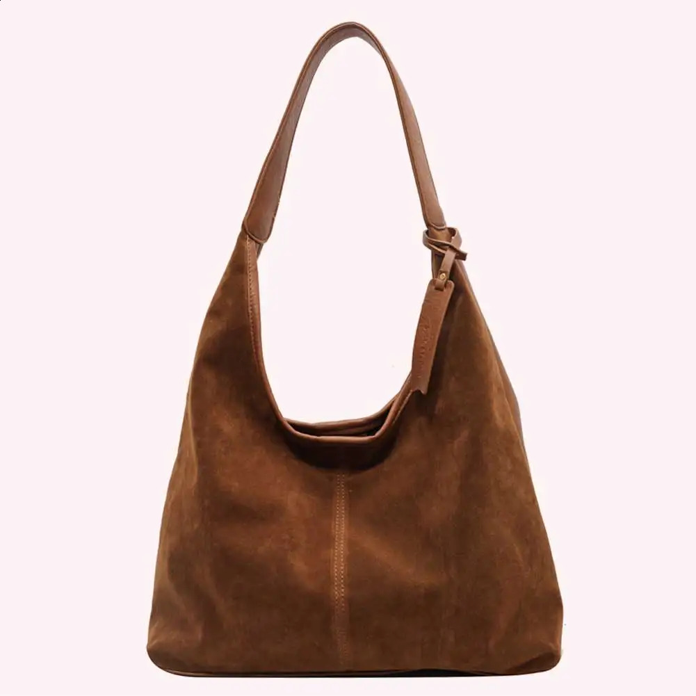 Women Suede Shoulder Slouchy Tote Bag Magnetic Closure Retro Handbag Large Capacity Purse for Work Travel 240913