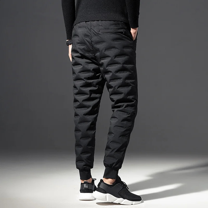 mens casual and cold proof down pants Male with winter thickening warm and windproof 90 white duck down sports trousers 240913