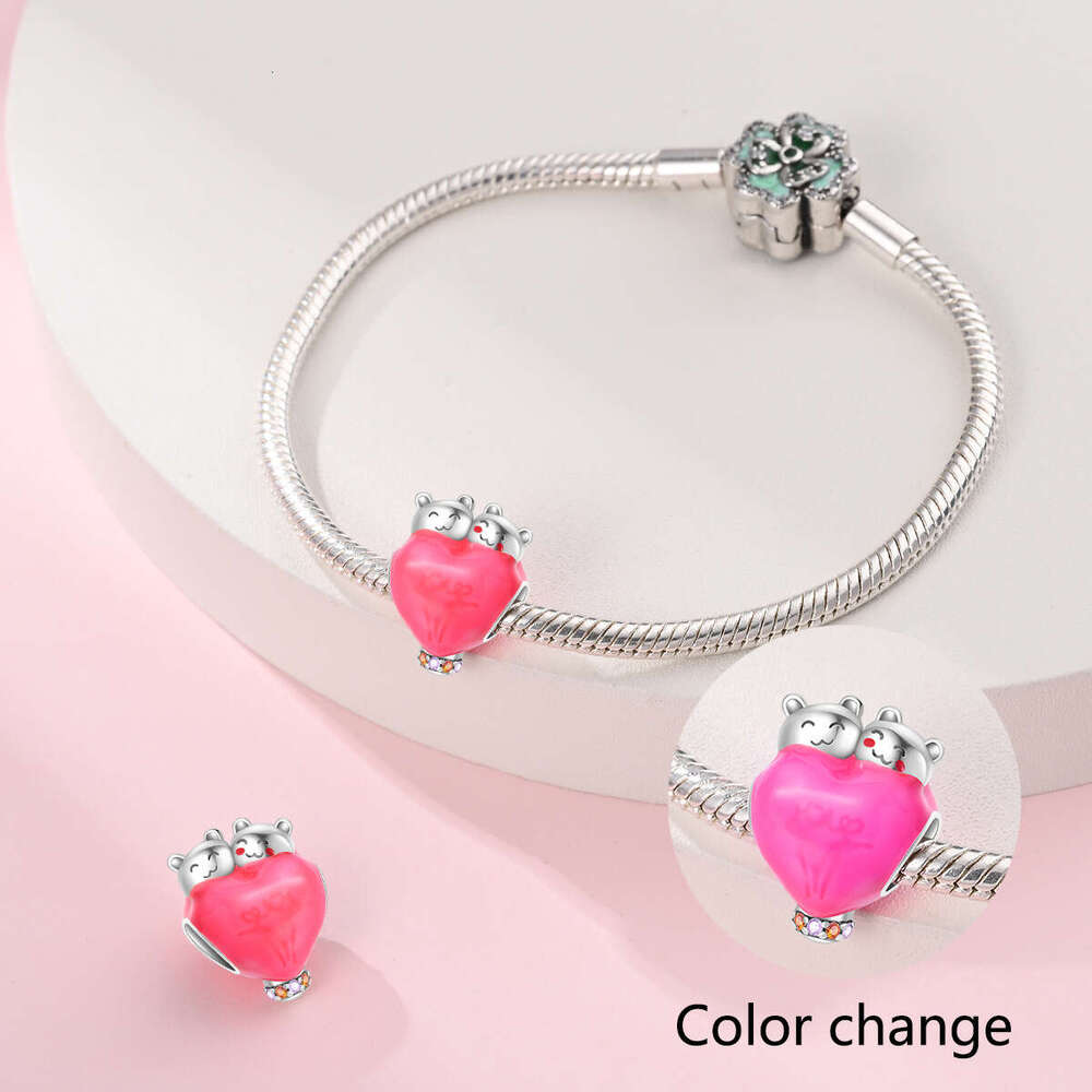 New 925 Sterling Silver Charm Romantic Rose Rainbow Pendant Fit Charms Silver 925 Original Bracelet DIY Jewelry Making For women Gifts