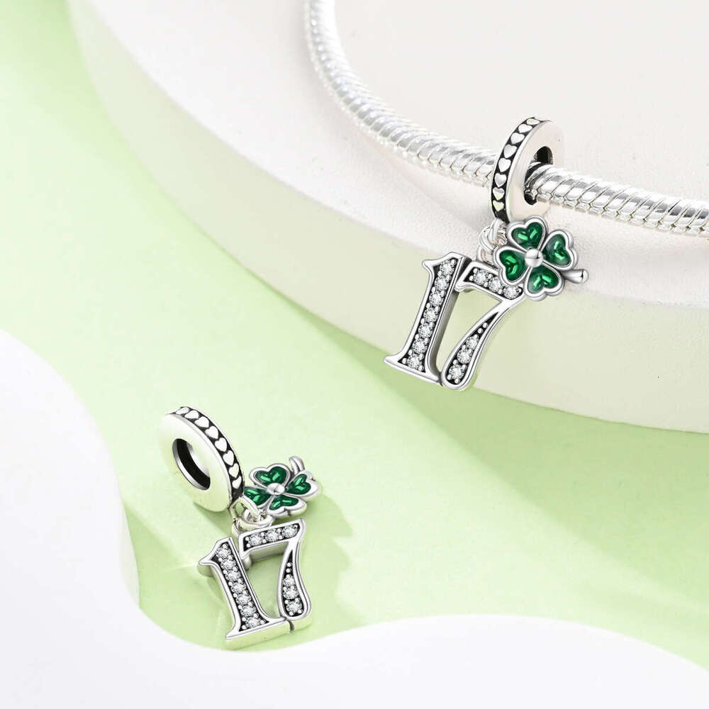 S925 New 925 Sterling Silver Charm Four leaf clover lucky number pendant Fit Charms Silver 925 Original Bracelet DIY Jewelry Making For women Gifts