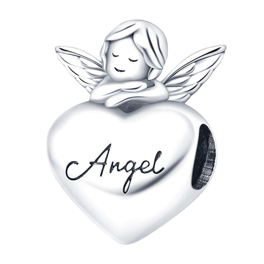 New 925 Sterling Silver Charm Angel's Heart Hope Heart Shaped Pearl Creation beads Fit Charms Silver 925 Original Bracelet DIY Jewelry Making For