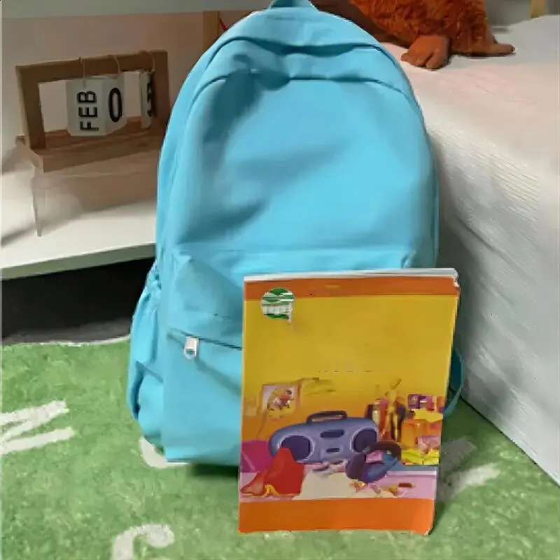 Backpack Soft Sister Solid Color Large Capacity Student Schoolbag School Season College Ins y240914