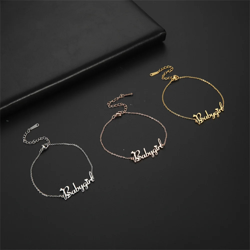 My Shape Custom Name Bracelets for Women Stainless Steel Adjustable Chain Length Customized Personalized Letter Bangles Jewelry 240914