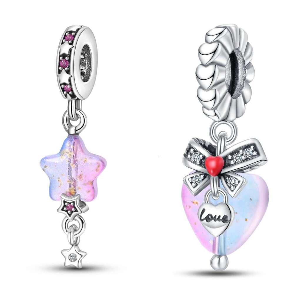 New 925 Sterling Silver Charm Glass Star Pendant Fit Charms Silver 925 Original Bracelet DIY Jewelry Making For women Gifts