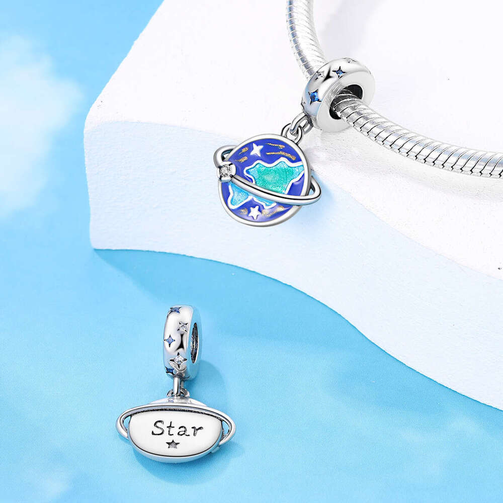 New 925 Sterling Silver Charm Earth Travel Around the Moon Pendant Fit Charms Silver 925 Original Bracelet DIY Jewelry Making For women Gifts