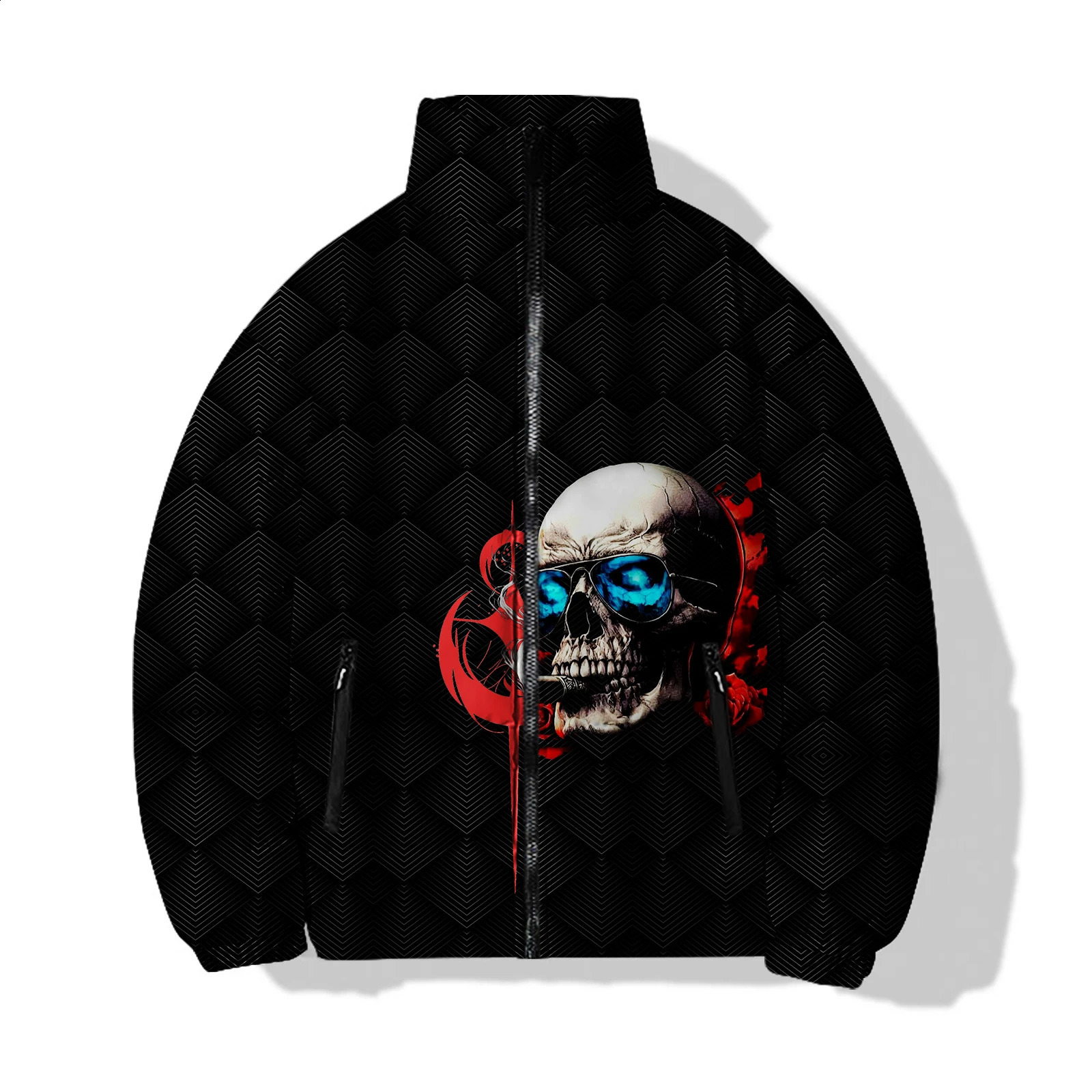 Dark Style Mens Clothing Sculpture Parka Winter Man Roses in Down Coats Cool Skull Knight Sweatshirts Parkas 240913