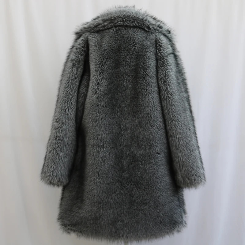 Mens fur coat mink long coat plus size winter thick and warm windbreaker 240912