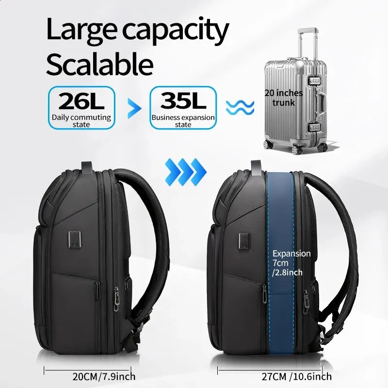 Fenruien Business Waterproof Backpacks USB Charging Men Backpack Fit 15.6 Inch Laptop Travel 35L Large Capacity Backpack 240913