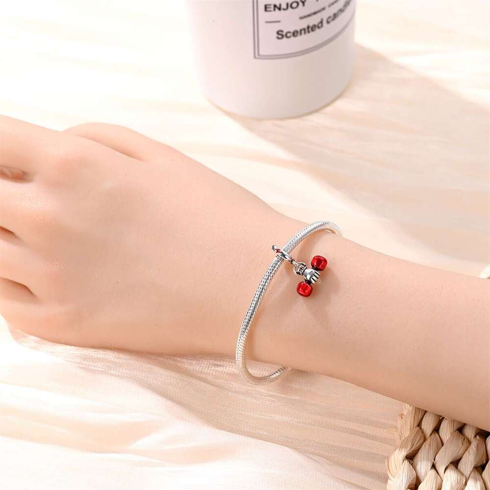 New 925 Sterling Silver Charm Sports and Fitness Strength Dumbbell Pendant Fit Charms Silver 925 Original Bracelet DIY Jewelry Making For women Gifts