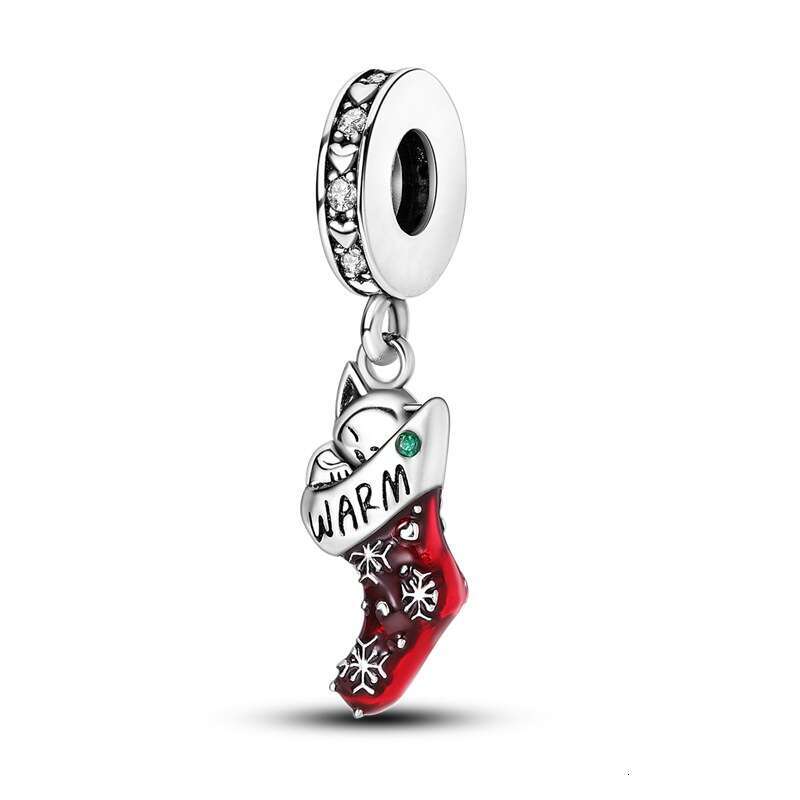 New 925 Sterling Silver Charm Christmas Gift Socks Beads Christmas Tree Santa Claus Pendant Fit Charms Silver 925 Original Bracelet DIY Jewelry Making