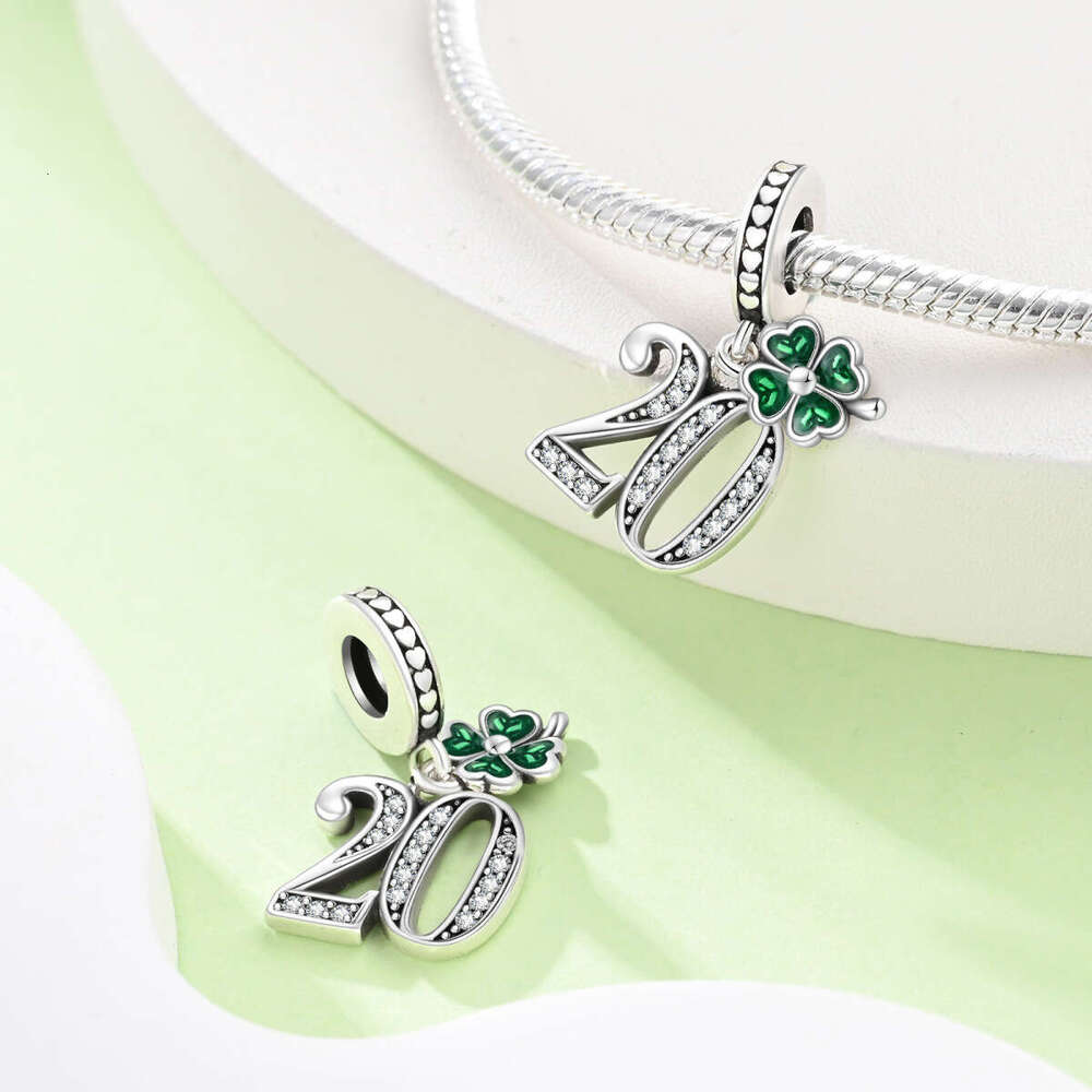 New 925 Sterling Silver Charm Lucky Number 20 Pendant Fit Charms Silver 925 Original Bracelet DIY Jewelry Making For women Gifts