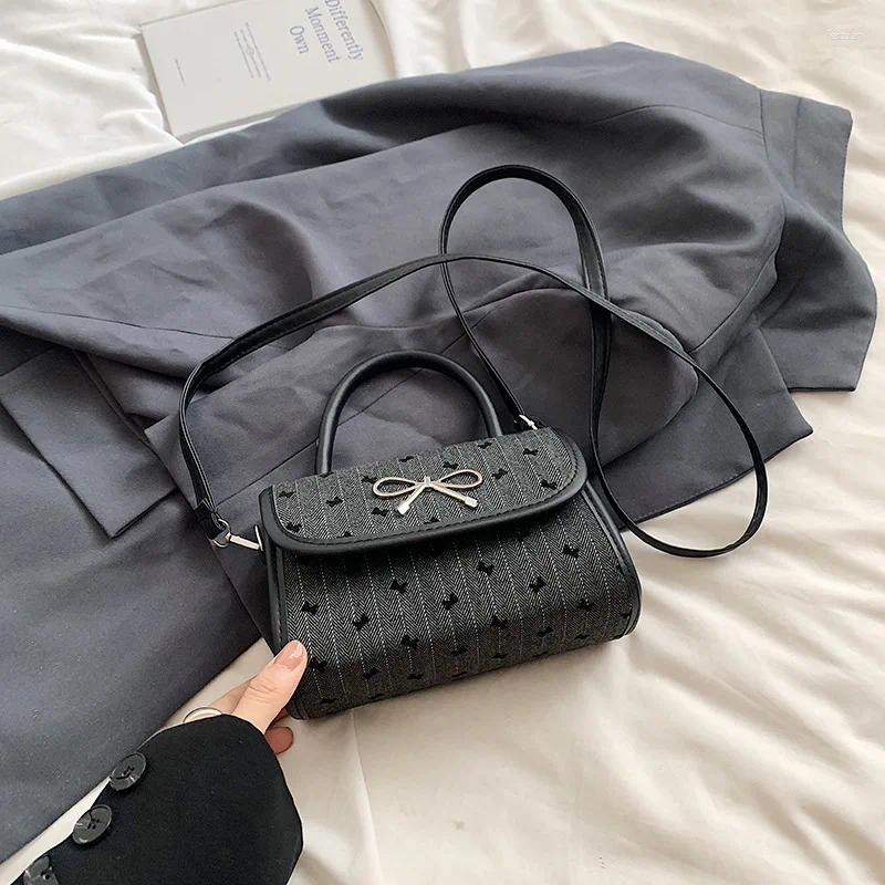 2025 NEW Drawstring Korean Style Bow Bag Women's Single Shoulder Crossbody High-end Polka Dot Handheld Small Square Drop zhanyishengli