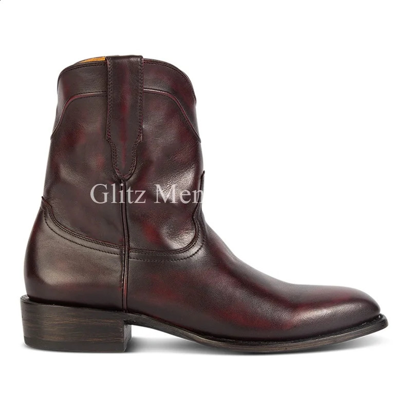 Black Western style mens boots classic leather lace zipper vintage handmade denim winter boots 240914