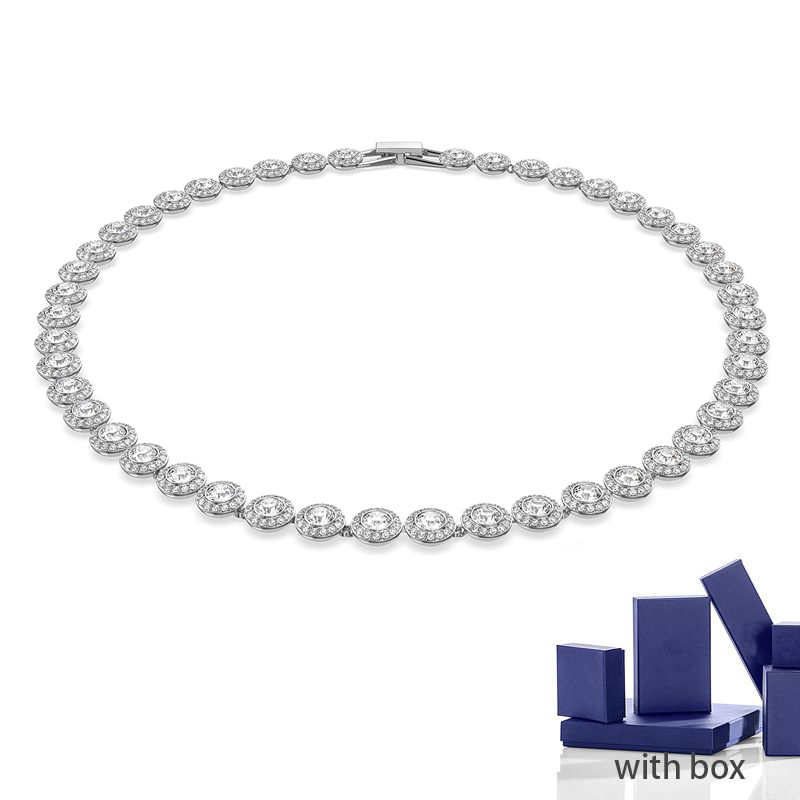 classic tennis necklace designer for women crystal diamond iced out chain necklaces designer stainless steel plated gold jewelry woman luxe gift with box