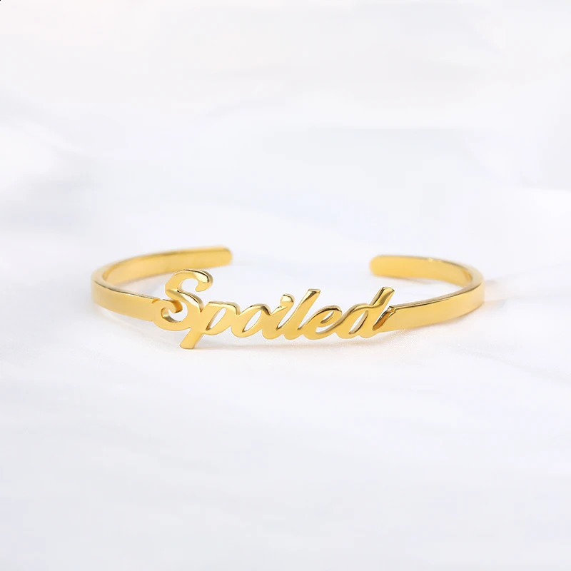 Custom Cute Baby Child Name Bangles Hand Jewelry Stainless Steel Gold Color Nameplate Cuff Bangles Gifts For Kids 240914
