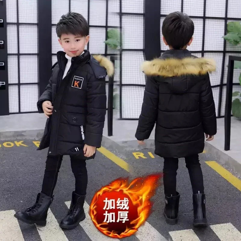 Boys down jacket outerwear cotton elegant warm thick winter with added childrens clothing 240903bj