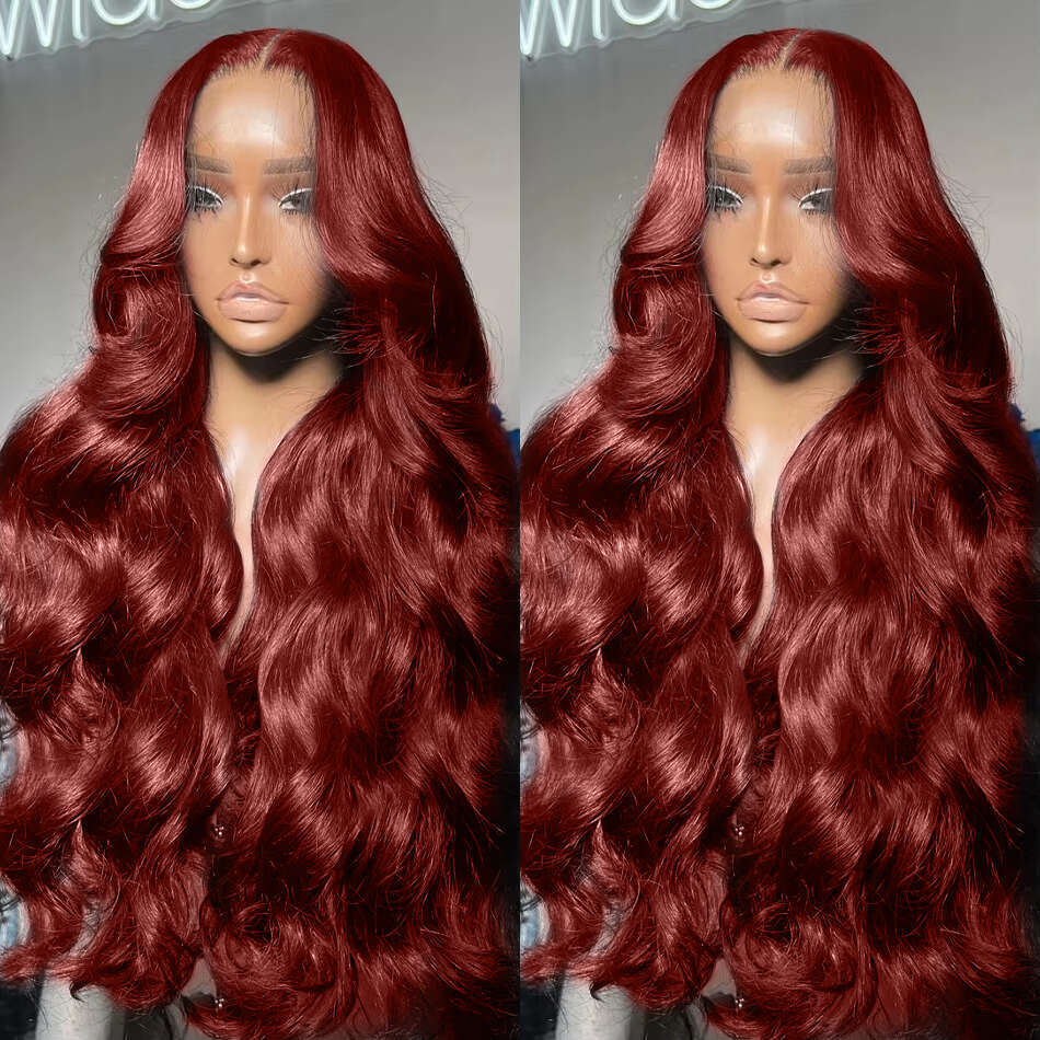 250% Reddish Brown Body Wave 13X4 Front Human Hair Wigs Brazilian Remy 40 42 Inch HD Transparent Lace Frontal Wig For Women